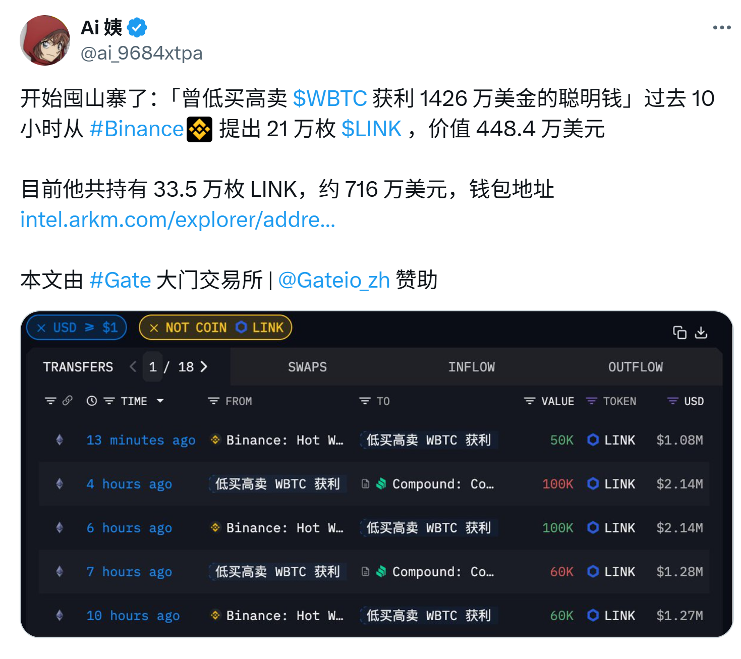 监控清单说明图：示例推文与转账记录界面